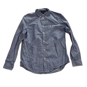 Ralph Lauren Boy's XL Blue White Plaid Long Sleeve Button Down Dress Shirt